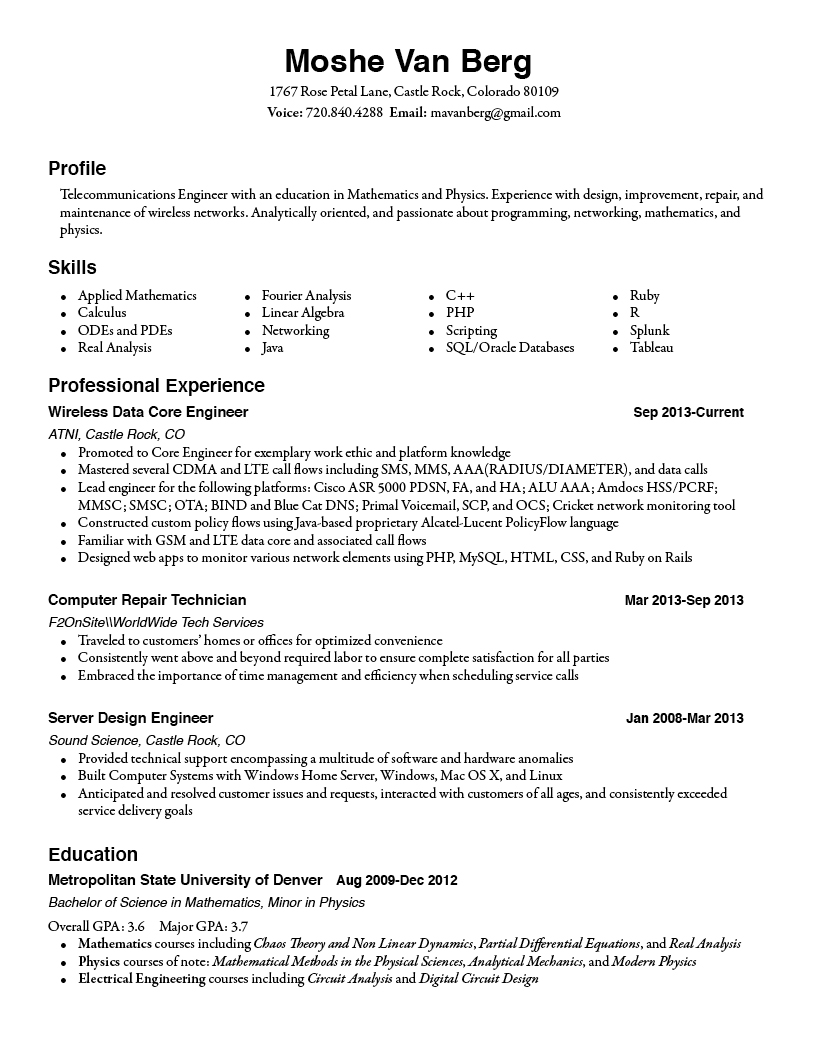 Moshe Van Berg Resume
